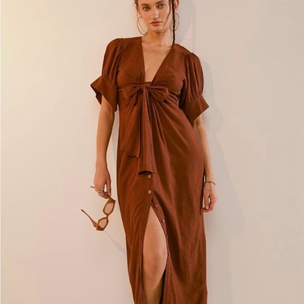 Free People Vintage Summer Midi Dress in brownie